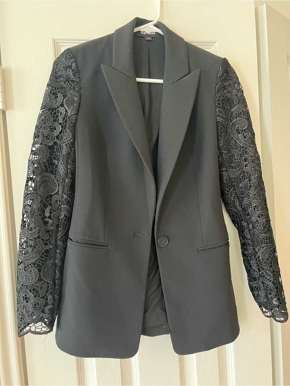 Express Black Blazer with Lace Sleeves